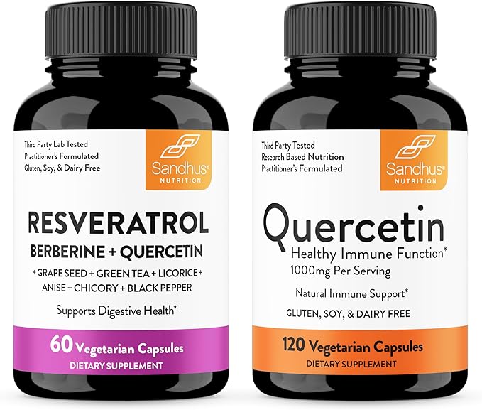 Sandhu's Resveratrol &amp Quercetin Capsules | Supports Immune Digestive &amp Gut Health