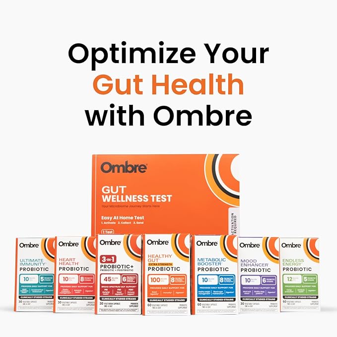 Ombre Metabolic Booster Probiotic - Supports Metabolism Healthy Weight Management &amp Digestion - Energy &amp Gut Health Supplement for Women and Men - 10 Billion CFU Prebiotic Fiber Vegan 30 S