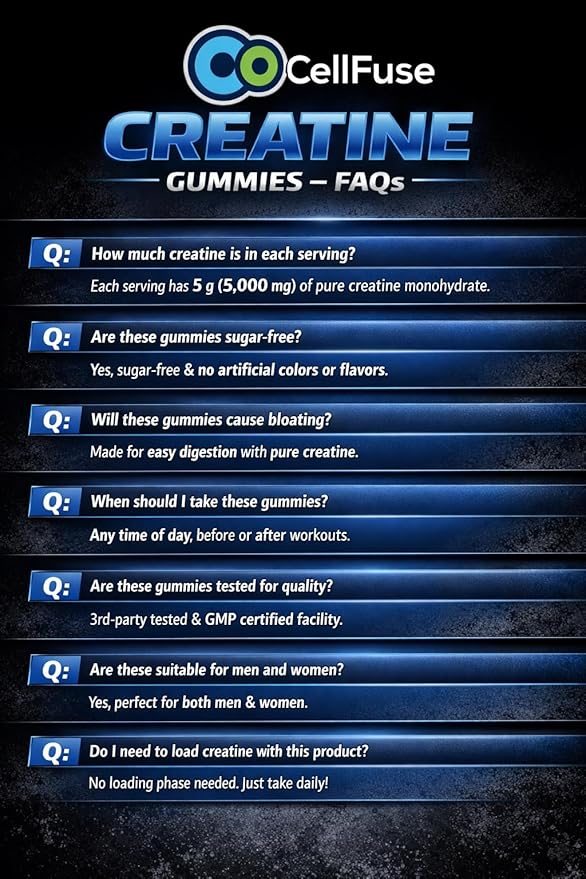 Creatine Monohydrate Gummies 5000 mg per Serving Sugar Free Blue Raspberry Flavor GMP Compliant. Muscle &amp Strength Recovery Supplement 120 Gummies (30servings) 3rd Party Tested.