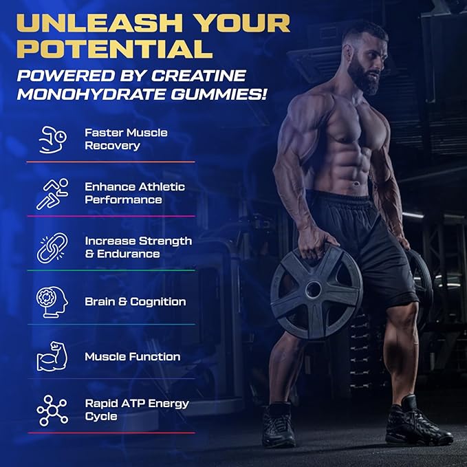 Creatine Monohydrate Gummies for Men &amp Women 9000MG Creatine Gummies Sugar Free with L-Taurine BCAA 2:1 B12 B6 for Boost Strength Focus &amp Endurance Vegan Non-GMO Blueberry 120pcs