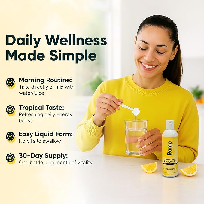 Liposomal CoQ10 Liquid – 100mg Ubiquinone CoQ10 – Liquid CoQ10 for Heart Health Energy &amp Mitochondrial Support – High Absorption – Vegan Non-GMO – 30 Servings