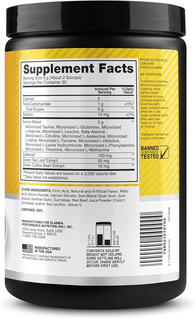 Optimum Nutrition New Flavor Amino Energy - Pre Workout with Green Tea BCAA Amino Acids Keto Friendly Green Coffee Extract Energy Powder - Rainbow Sherbet 30 Servings (Packaging May Vary)