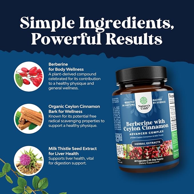 Bundle of Herbal Thyroid Support Complex - Potent Kelp Iodine Supplement for Hormone Balance and Balancing Berberine Plus 1200mg Per Serving Complex - Antioxidant Berberine with Ceylon Cinnamon