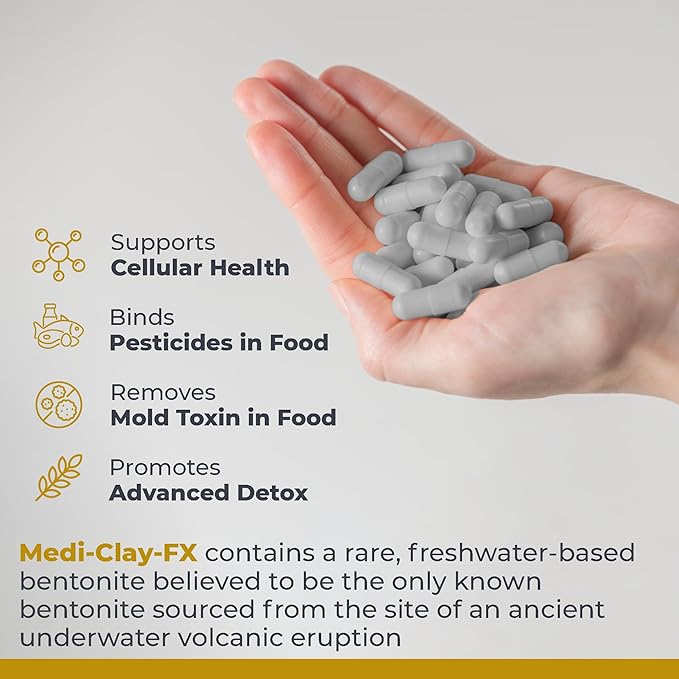 Premier Research Labs Medi-Clay-FX: Bentonite Clay Capsules for Detoxification | Food Grade Smectite Supplement | Absorb Toxins Supports Cellular Health and Mold Detox - 90 Capsules