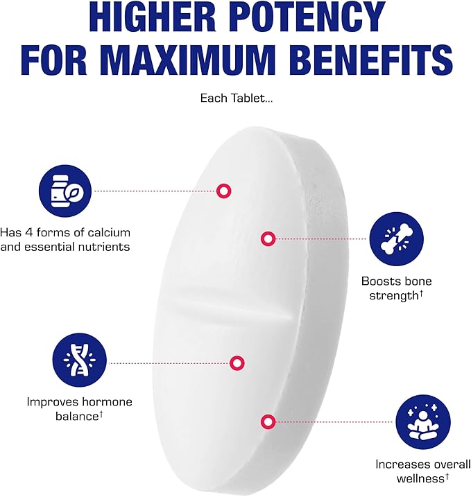 Osteo-Plex Bone Health Supplement for Women - Clinical Formula Bone Strength Supplement with Magnesium Calcium Vitamin D3 &amp Trace Minerals Complex - Easy to Swallow Gentle Tablets (120 Count)