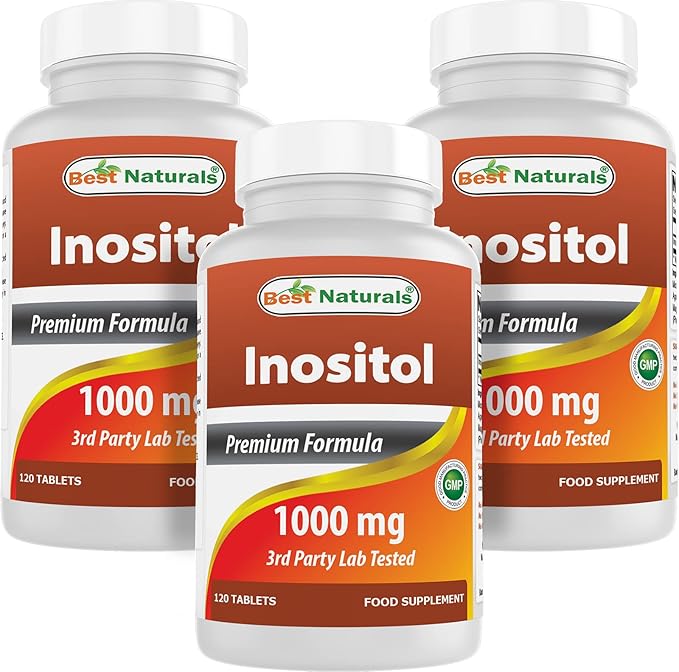 Best Naturals Inositol 1000 mg 120 Tablets (120 Count (Pack of 1)) (120 Count (Packf of 3))