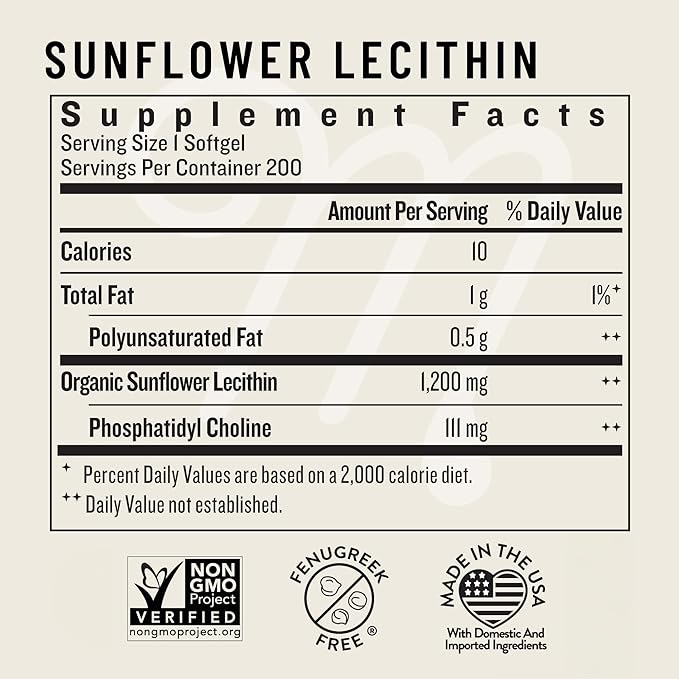 Legendairy Milk Sunflower Lecithin 1200mg Lactation Support Sunflower Lecithin Supplement for Clogged Milk Ducts Made in USA 200 Softgels