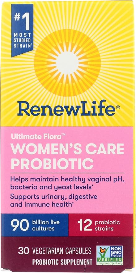 Renew Life Ultimate Flora Women's Care Probiotic Supplement 90 Billion Non-GMO 30 Vegetarian Capsules