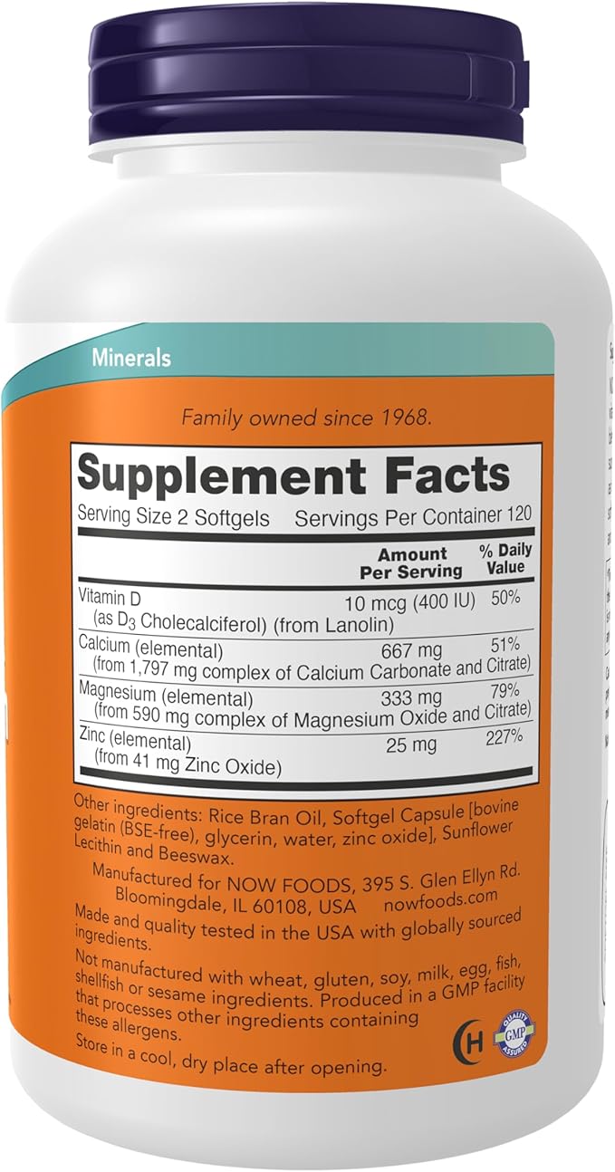 NOW Foods Calcium &amp Magnesium 240 Softgel (2 Pack)