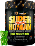 ALPHA LION Superhuman Burn 2 in 1 Metabolism Booster Pre Workout and Men's Thermogenic Fat Burner Sour Gummy Bear (Hulk Juice) Package Varies