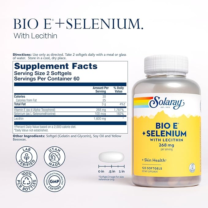 Solaray Bio E with Selenium Supplement 400iu 120 Count