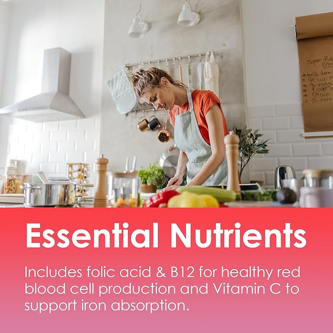 Iron Gummies for Women 25mg Plus Vitamin C Beet Root Vitamin B12 Folate for Iron Deficiency Anemia Energy Boost Sugar Free Iron Supplement Non-Constipating No After Taste 60 Cts