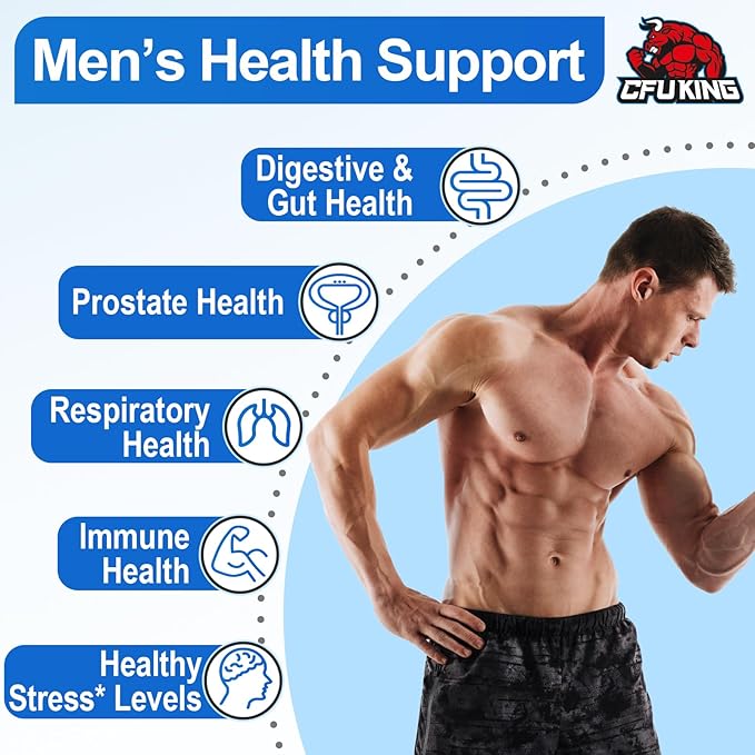 Probiotics for Men 500 Billion CFU &amp 12 Mens Probiotic for Digestive Health + 4 Organic Prebiotic Fiber for Digestive Gut Immune Health Bloating Gas Energy Support Shelf Stable - 60 Capsul