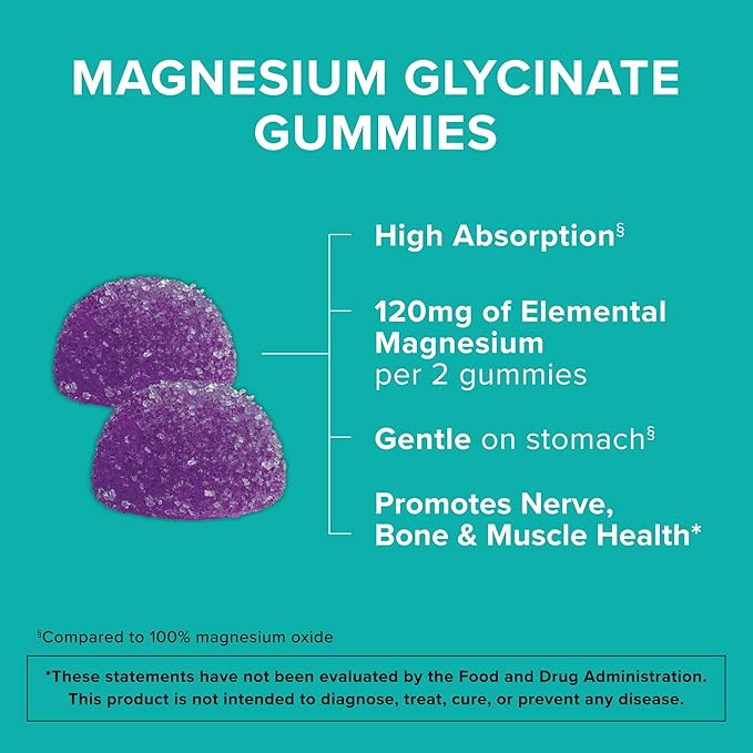 Qunol Magnesium Glycinate Gummies 120mg of Magnesium Glycinate High Absorption Mixed Berry 90 Count (Pack of 1)