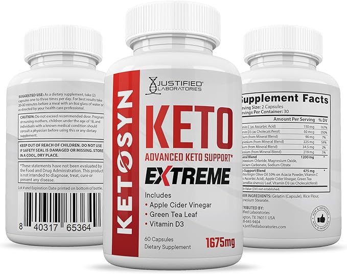 (5 Pack) Ketosyn Keto ACV Extreme Pills 1675 MG Keto Support Blend Capsule Alternative To Keto ACV Gummies Formulated with Apple Cider Vinegar Extra Virgin Olive Oil Powder Green Tea Leaf 300 Capsules