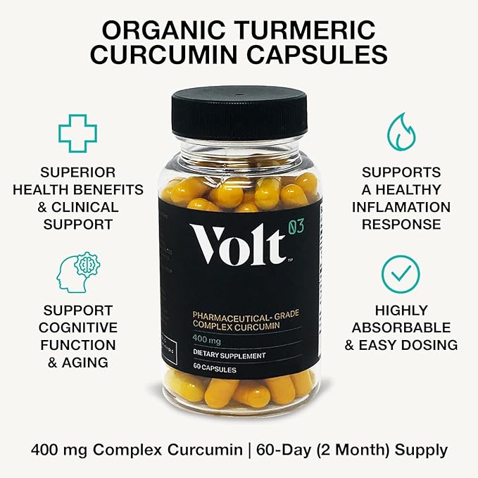 Volt03 Turmeric Curcumin (60 Capsules) + GlucodOX AMPK Activator (60 Capsules) – Complete Wellness Bundle for Joint Health Metabolic Balance Energy &amp Immune Support with Organic Ingredients