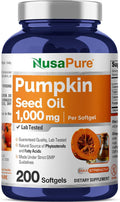 NusaPure Pumpkin Seed Oil 1000mg 200 Softgel Capsules (Non-GMO Soyfree) Naturally Occurring Phytosterols