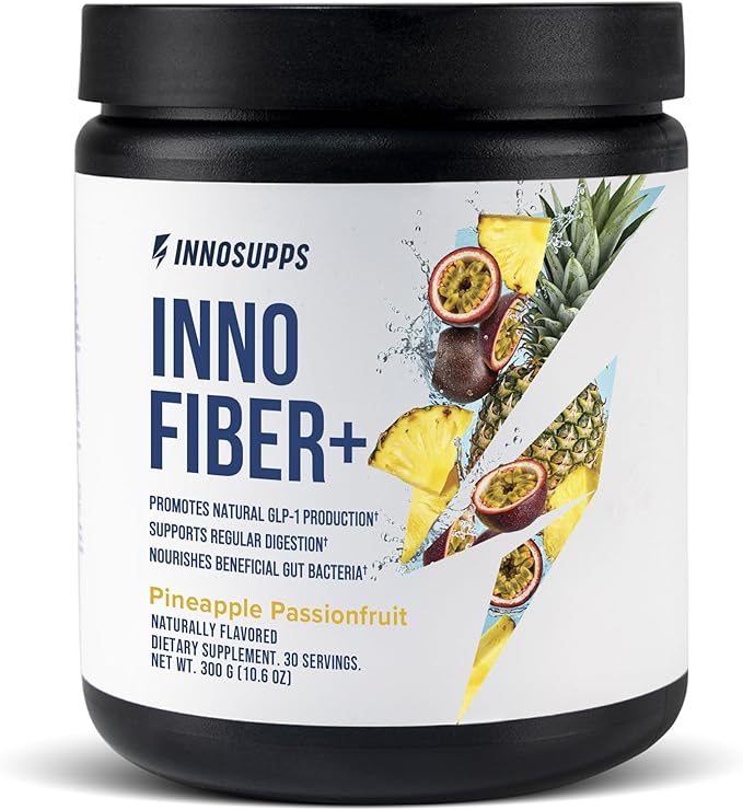 Inno Fiber+ Daily Fiber Supplement for Women and Men 3-in-1 Pre + Pro + Postbiotic Formula Supports Digestive Health Gut Comfort &amp Fullness Easy-Mix Soluble Fiber Powder (Pineapple Passionfrui