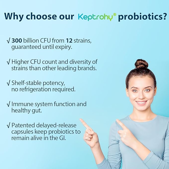 Probiotics for Women &amp Men 300 Billion CFU Probiotics from 12 Strains + Organic Prebiotics Blend - 120 Capsules