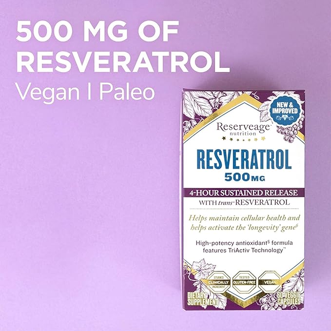 Reserveage Nutrition Keratin Hair Booster with Biotin &amp Resveratrol Hair and Nail Growth Supplement 120 Capsules (60 Servings) &amp Resveratrol 500 mg Supports Healthy Aging and Immune System