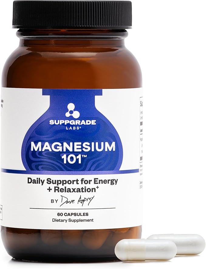 Magnesium 101 by Dave Asprey | Daily Support for Sleep Metabolism Relaxation &amp Heart Health | 300 mg Chelated Magnesium Bisglycinate | High Absorption Magnesium | 30 Day Supply