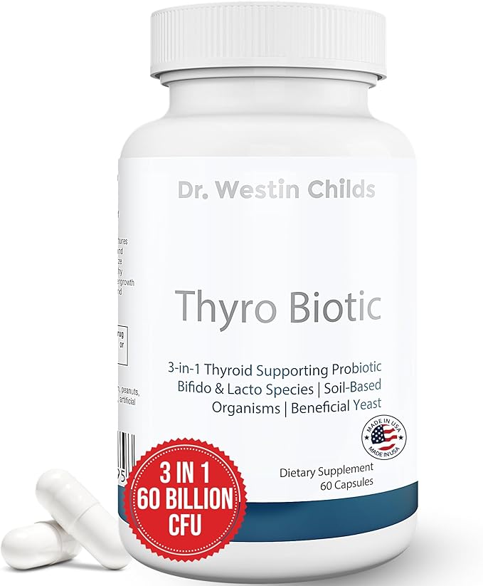 Dr. Westin Childs Thyro Biotic | Probiotic for Women - Support Thyroid Digestive Health &amp Hormones | Saccharomyces boulardii Bacillus coagulans lactobacillus &amp bifido 60 Billion CFU | 30 Se