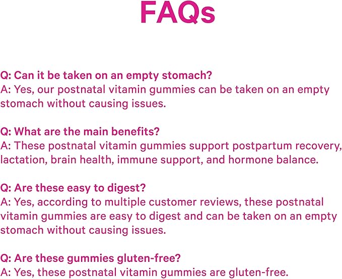 Pink Stork Total Postnatal Vitamin Gummies - Multivitamin for Postpartum Recovery and Lactation Support - Folic Acid B6 and Vitamin C - Postpartum Essentials - 60 Gummy Vitamins