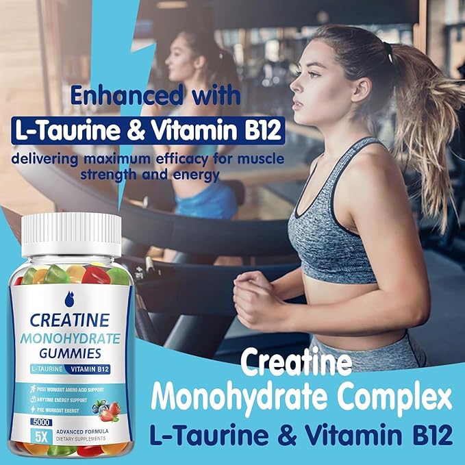 Creatine Monohydrate Gummies 5000mg Creatine for Women &amp Men 2 Packs Creatine Monohydrate Chew for Boost Focus Muscle Strength 5g Creatine Monohydrate per Serving Sugar Free Vegan