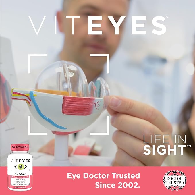 Viteyes Omega-3 Vision Health Supplement EPA &amp DHA Rich Dietary Supplement 90 Softgels