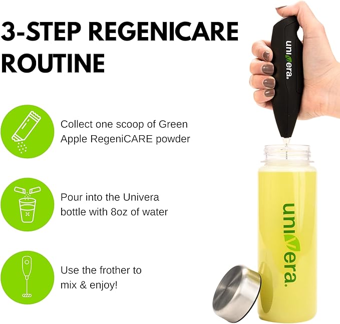 Holiday Gift Set Joint Support with Univestin® Glucosamine Chondroitin &amp MSM — Bottle &amp Frother Included Green Apple Flavor 30 Servings