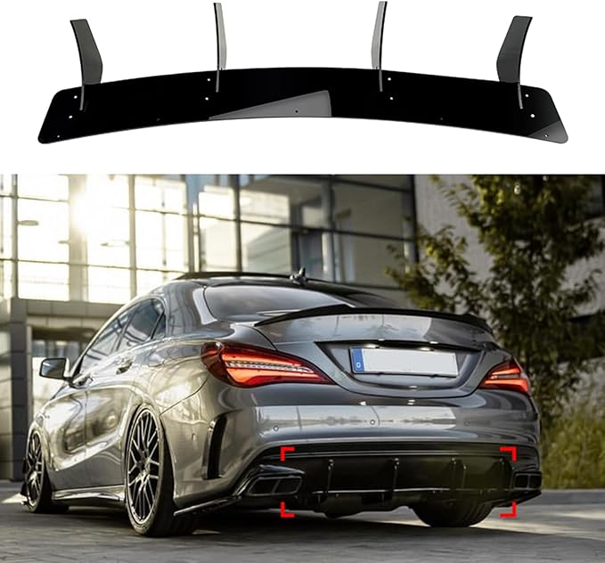 Rear Diffuser Lip Shark Fin for Benz CLA W117 CLA45 AMG 2016-2019 Black