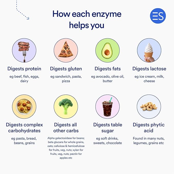 Essential Stacks Pure Digestive Enzymes (Gluten Dairy &amp Soy Free) - 18 Enzymes for Digestion incl. Amylase Lipase &amp Lactase - Vegetarian &amp Non-GMO (60 Capsules)