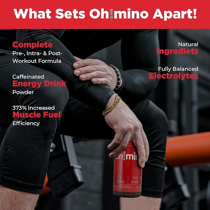 Oh!mino Essential Amino Acids Supplement Caffeinated Capsules All 9 EAAs BCAAs The Perfect Amino for Workouts Amino Energy and to Build Muscle and Recover Faster