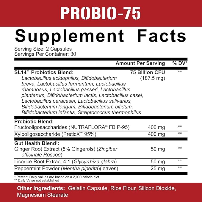 5% Nutrition Rich Piana Digestive Defender 2-in-1 Box with Probio-75 | Probiotic + Prebiotic &amp Diges-Ten Digestive Enzyme Formula (30 Svgs)