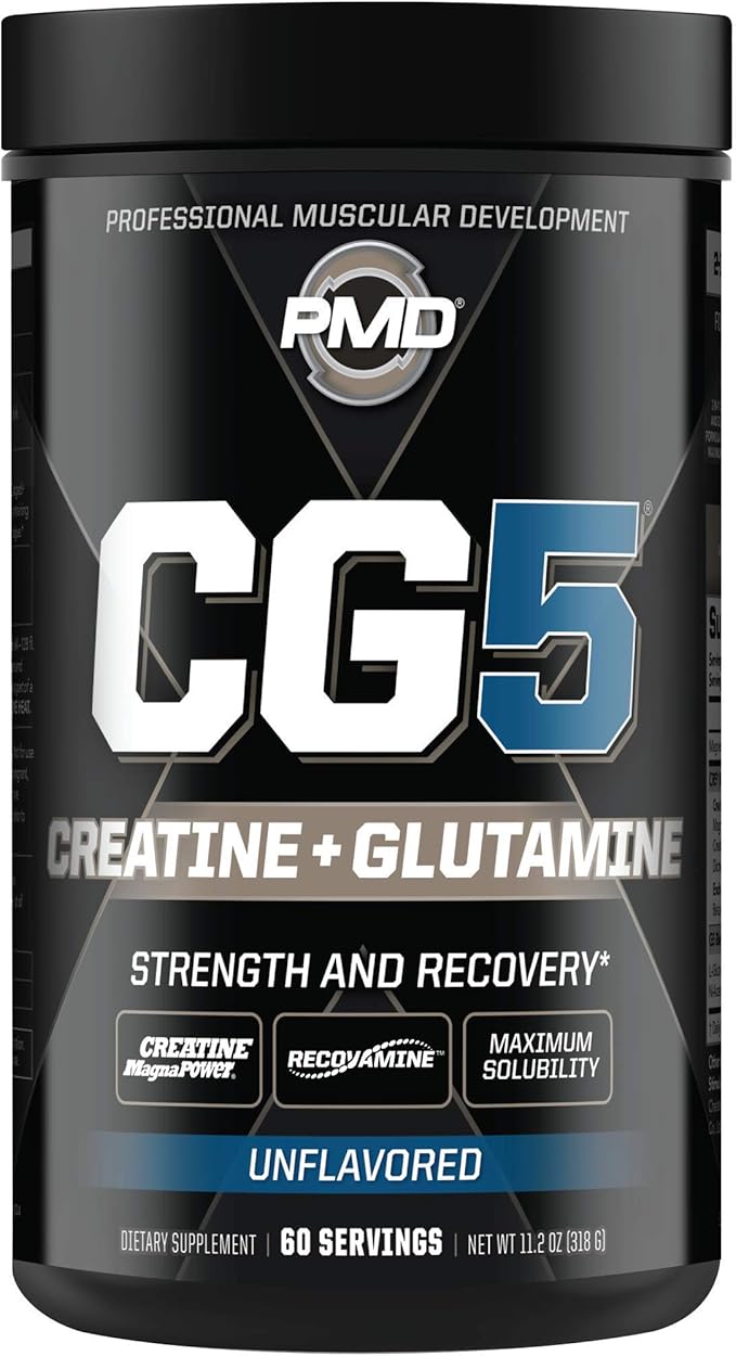 PMD Sports CG5 - Premium Creatine and L-Glutamine Powder (60 Servings) &amp PMD Sports BCAA Charged Amino Acids for Enhanced Recovery – Cherry Limeade (30 Servings)