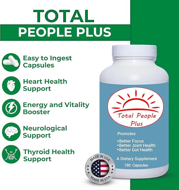 Total People Plus - Multivitamin &amp Minerals for Adults - Dietary Supplements Rich in Major Minerals with Mix of Vitamins A D and E - Boosts Energy and Vitality - 180 Capsules