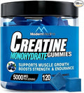 Creatine Monohydrate Gummies Blueberry Flavor Creatine Gummy with 5000mg per Serving 120 Count Vegan Dietary Supplement for Muscle Growth Strength Endurance