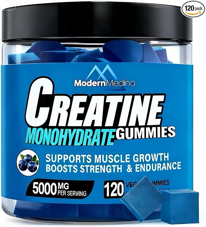 Creatine Monohydrate Gummies Blueberry Flavor Creatine Gummy with 5000mg per Serving 120 Count Vegan Dietary Supplement for Muscle Growth Strength Endurance