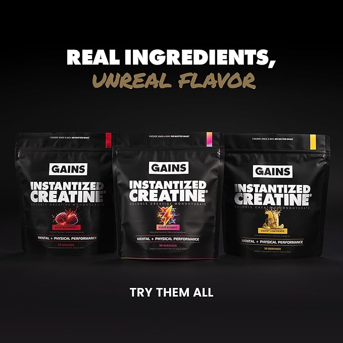 Gains in Bulk Instantized Creatine Monohydrate for Men &amp Women Soluble Creatine Powder Supports Muscle Building Strength and Performance Bodybuilding Supplements Unflavored 30 Servings