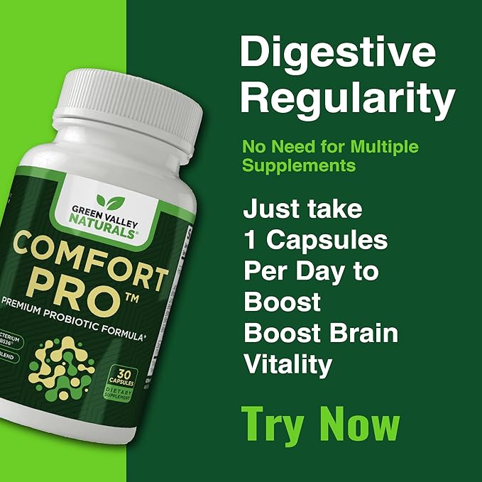 ComfortPro™ Daily Probiotics for Digestive Health | Constipation Relief &amp Bloating Support for Women &amp Men | Gut Cleanse with Zinc | Helps Reduce Gas &amp Promotes Digestive Regularity | Vall