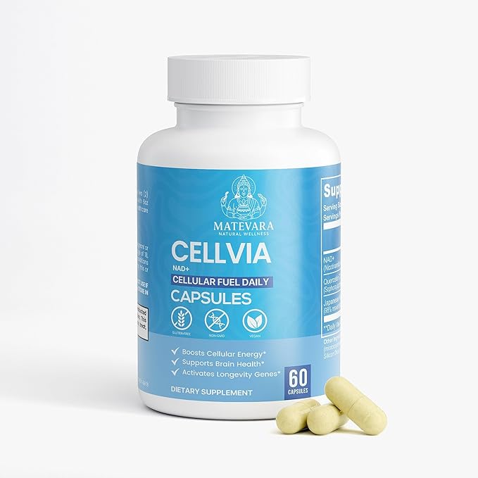 Cellvia NAD+ 500mg: Cellular Energy Metabolism Quercetin &amp Resveratrol | 60 Ct
