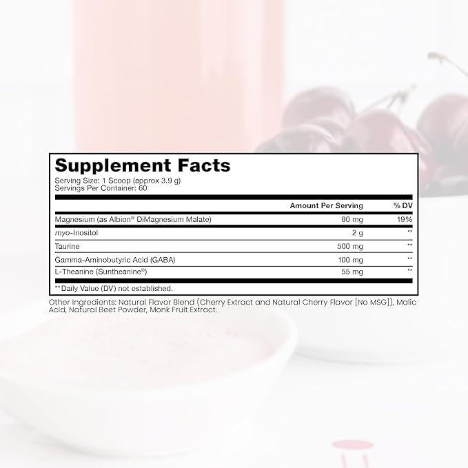 Pure Therapro Rx Just Relax Cherry - 60 Servings | Supports Relaxed Mood &amp Healthy Blood Pressure | Myo-inositol Di-Magnesium Malate GABA Taurine &amp L-Theanine