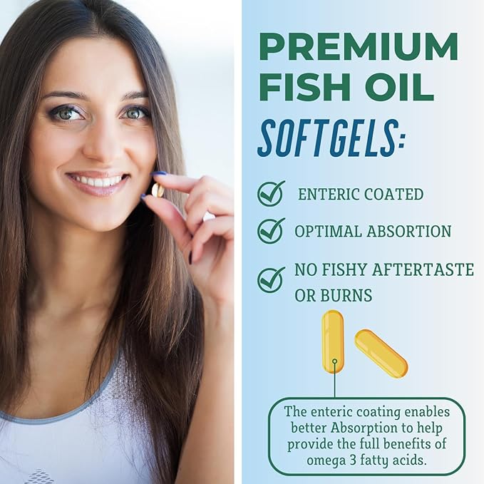 grow vitamin Triple Strength Omega 3 Fish Oil 800 mg EPA 600 DHA Supplement for Heart Brain &amp Immune Support Absorbable Triple Strength Sustainably Sourced - Mini Softgels - 30 Day Supply