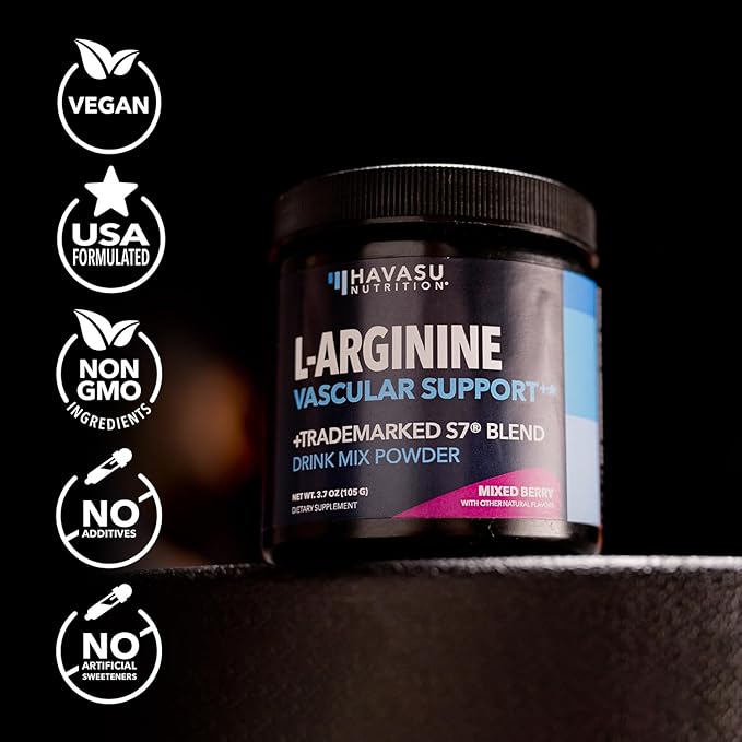 L-Arginine Powder - Nitric Oxide Supplement for Men and Women with L-Citrulline and Beet Root - Pre and Post Workout Support for Endurance and Recovery - Mixed Berry Flavor 1 Month Supply (30 Scoops)