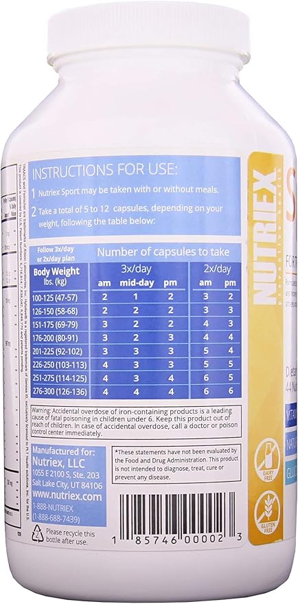 Nutriex Sport Comprehensive Multivitamin Supplement with Glucosamine &amp Chondroitin 270 Capsules