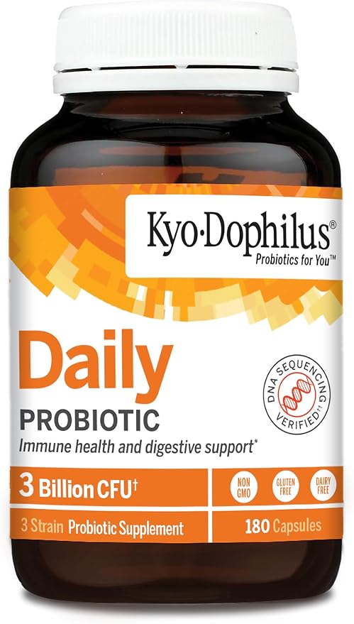 Kyo-Dophilus Daily Probiotic - Immune &amp Digestive Health Support* - Clinically Studied Friendly Trio Strains - Adult Probiotic Capsules - 180 Capsules (90 Servings)