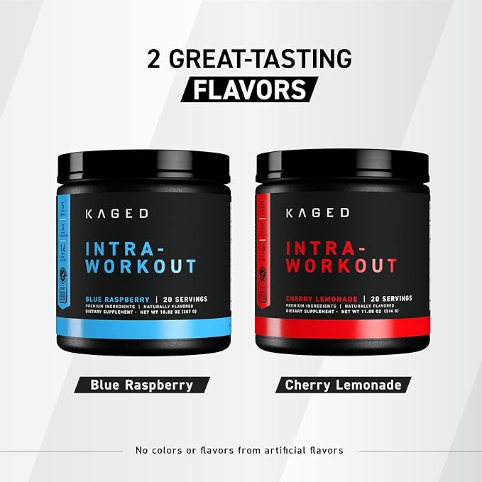 Kaged Intra-Workout Powder In-Kaged BCAAs L-Citrulline &amp Beta-Alanine for Endurance 124mg Organic PurCaf Caffeine Coconut Water Powder 20 Servings Blue Raspberry