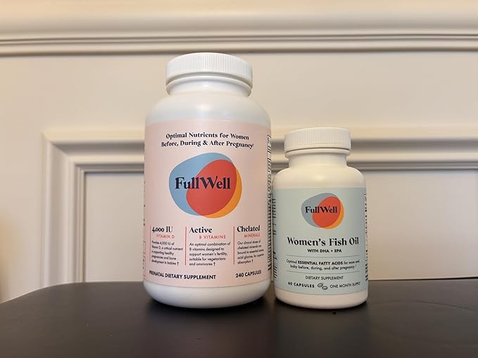 FullWell Women's Prenatal Essentials - Women’s Prenatal Multivitamin &amp Fish Oil - Supports Maternal Health &amp Fetal Development - Omega 3 DHA Folate &amp Choline- 30 Servings