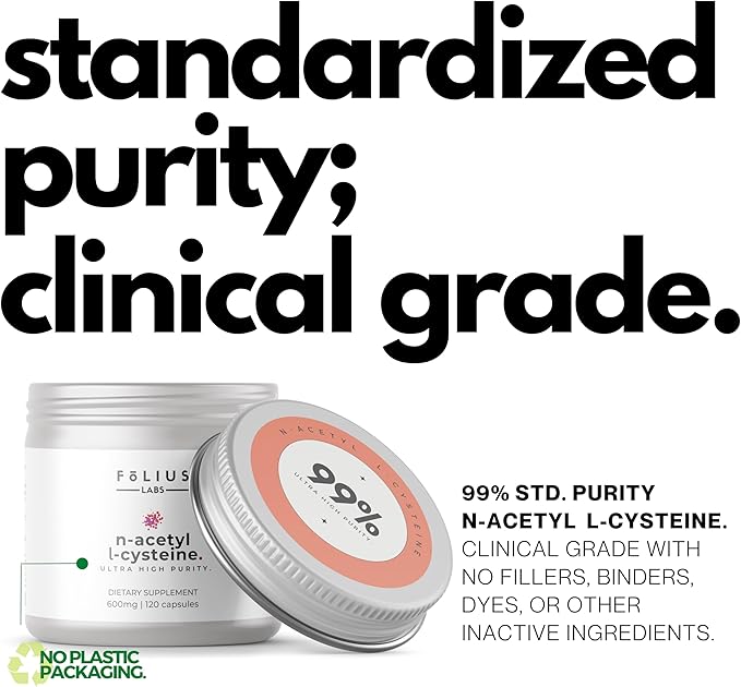 Clean Label N-Acetyl L-Cysteine (NAC) 600mg Supplement – Lungs and Respiratory Support – Immune Health Support – 120 Veg Capsules