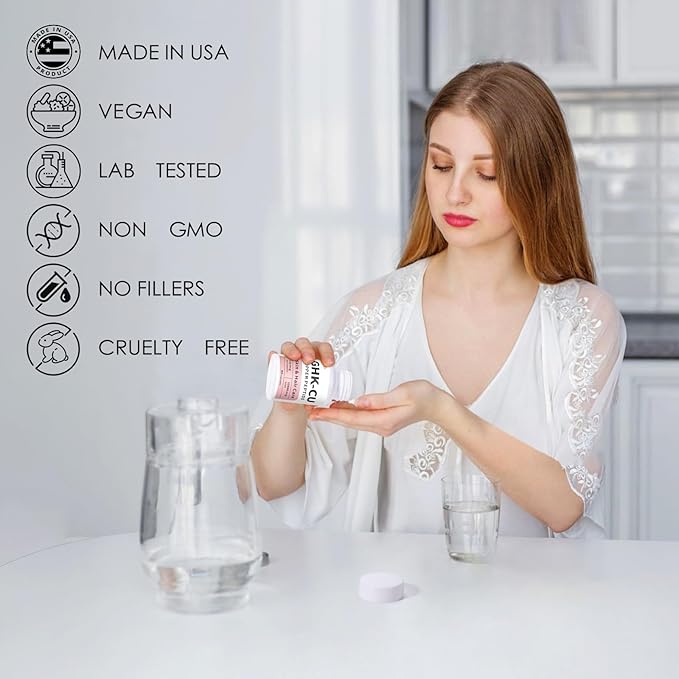 QUBIT GHK-Cu Copper Peptide Supplement for Skin &amp Hair Easy to Absorb Precisely Dosed – 90 Vegan Capsules